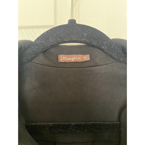 J.McLaughlin Black Tunic Top Pullover V-Neck Stretchy Soft Faux Suede Size M Emo - Picture 3 of 5